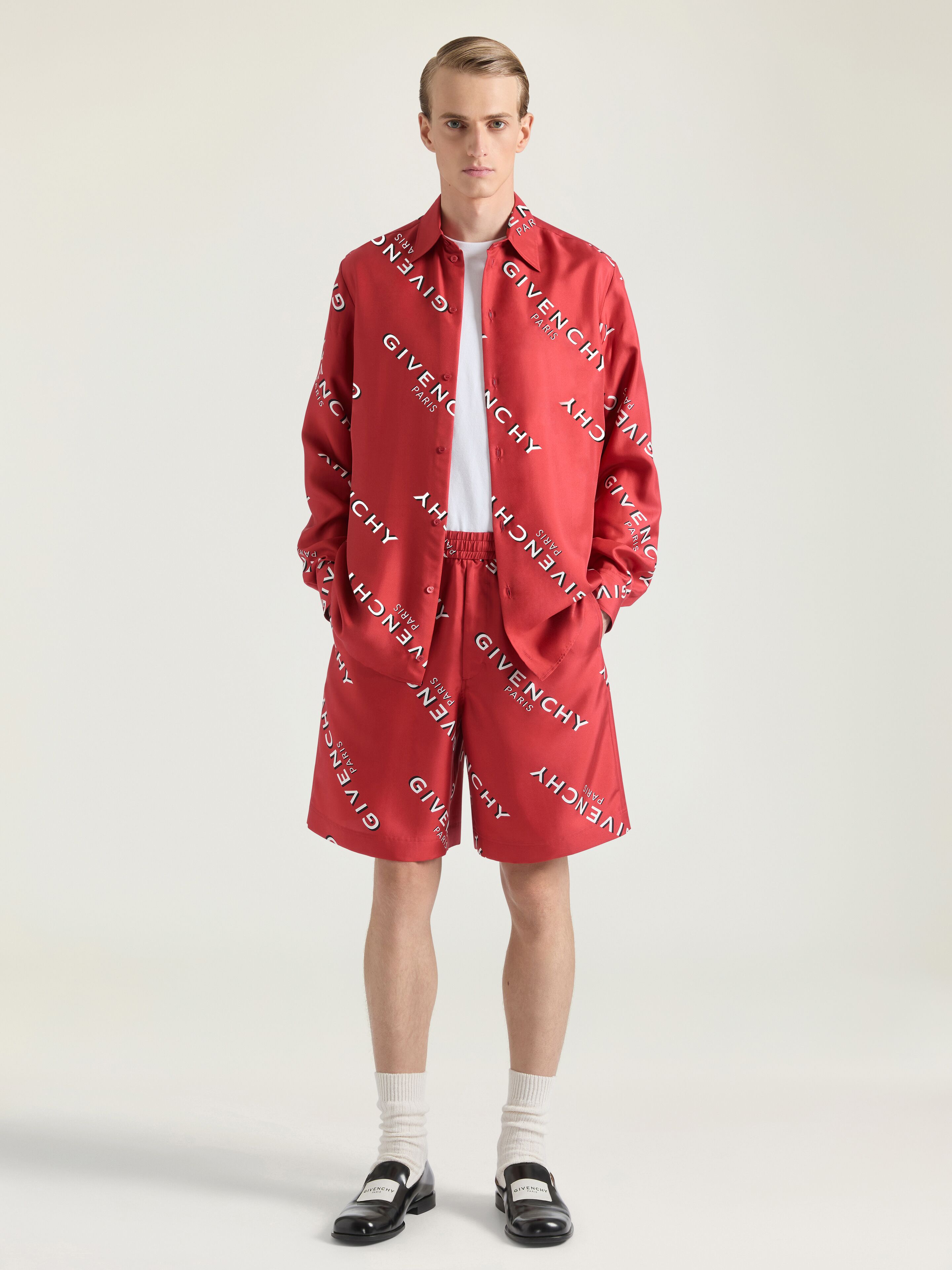 Bermuda shorts in silk twill with GIVENCHY shadow print